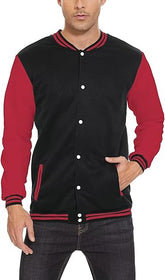 Black Varsity Jacket with red Sleeves